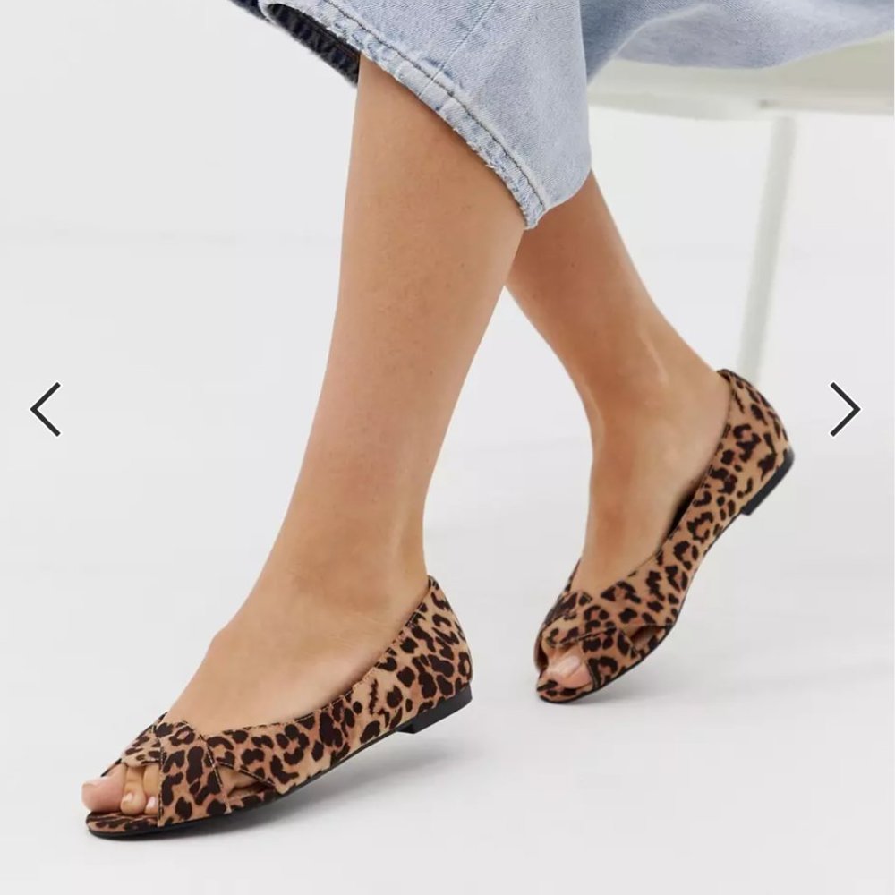ASOS Peeptoe Ballet Flats in Leopard